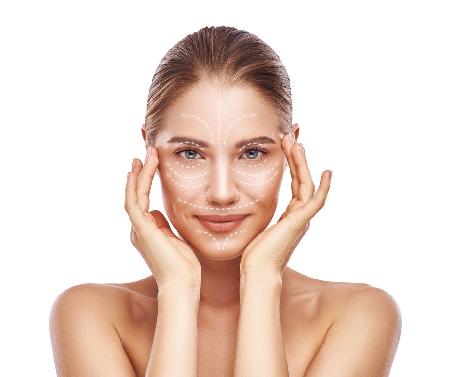 Beautiful-young-woman-with-white-arrows-over-her-face