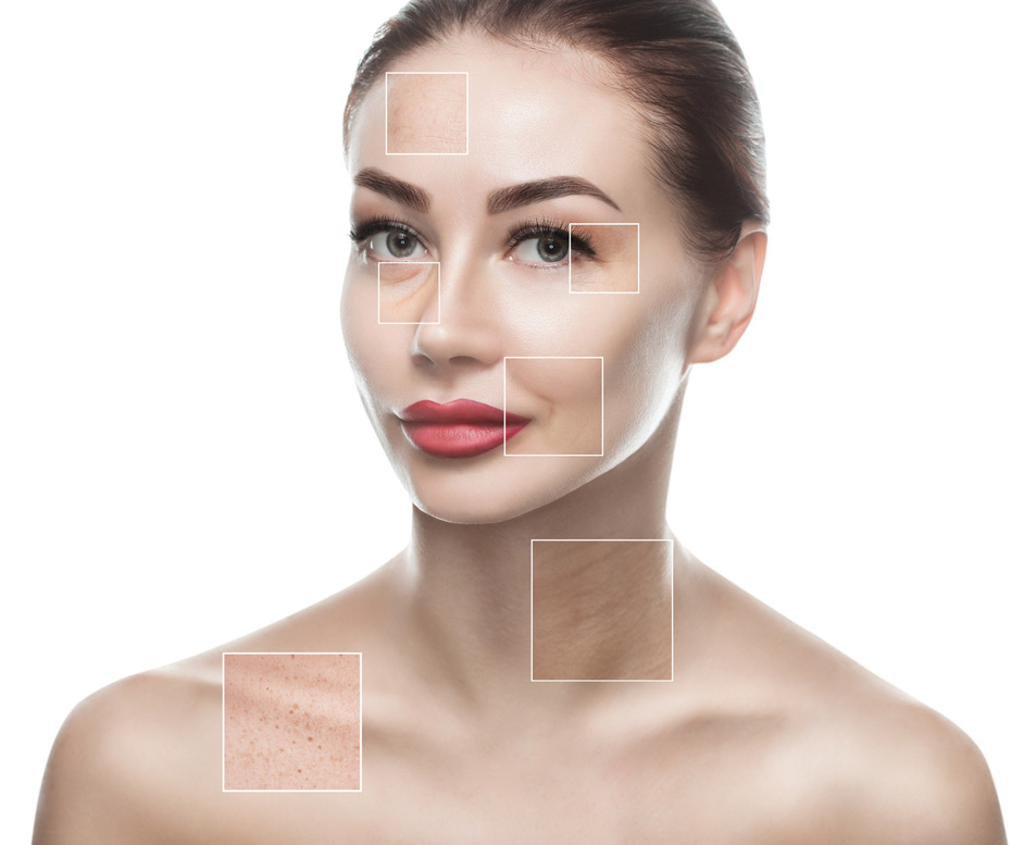 Woman's-face-with-visible-areas-of-skin-wrinkles-and-freckles